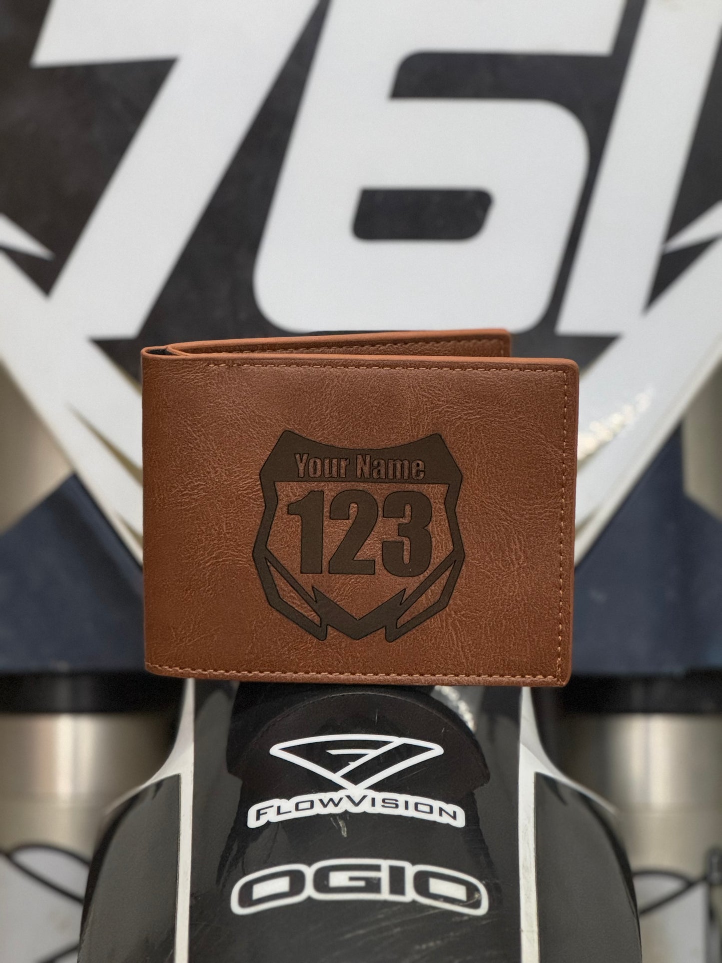 Leather custom moto plate wallet