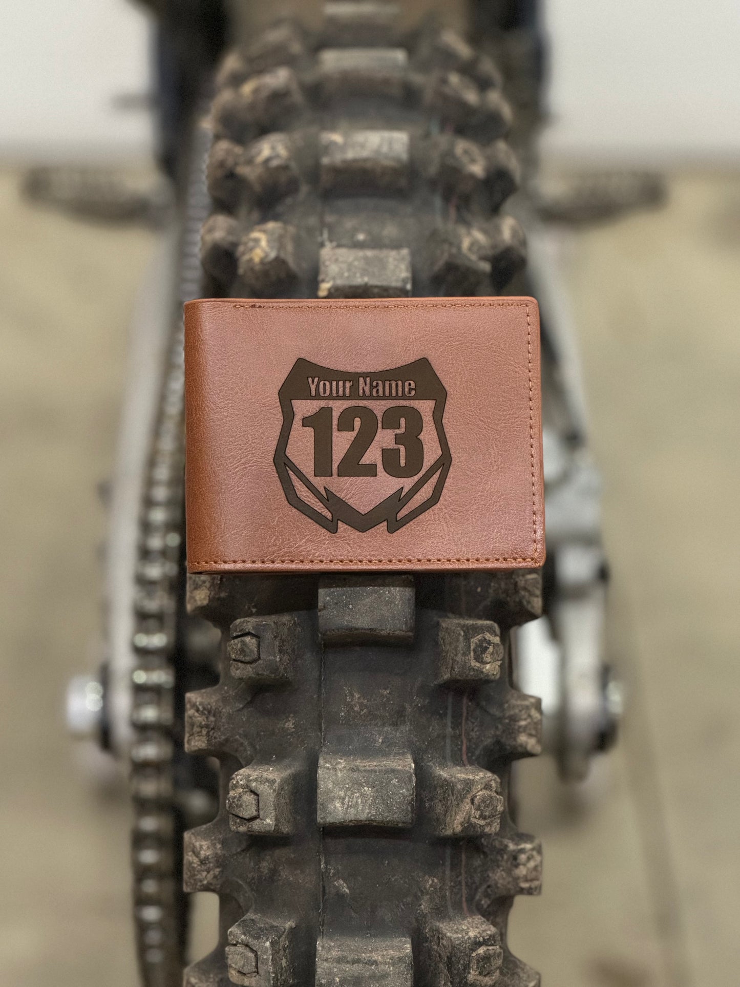 Leather custom moto plate wallet