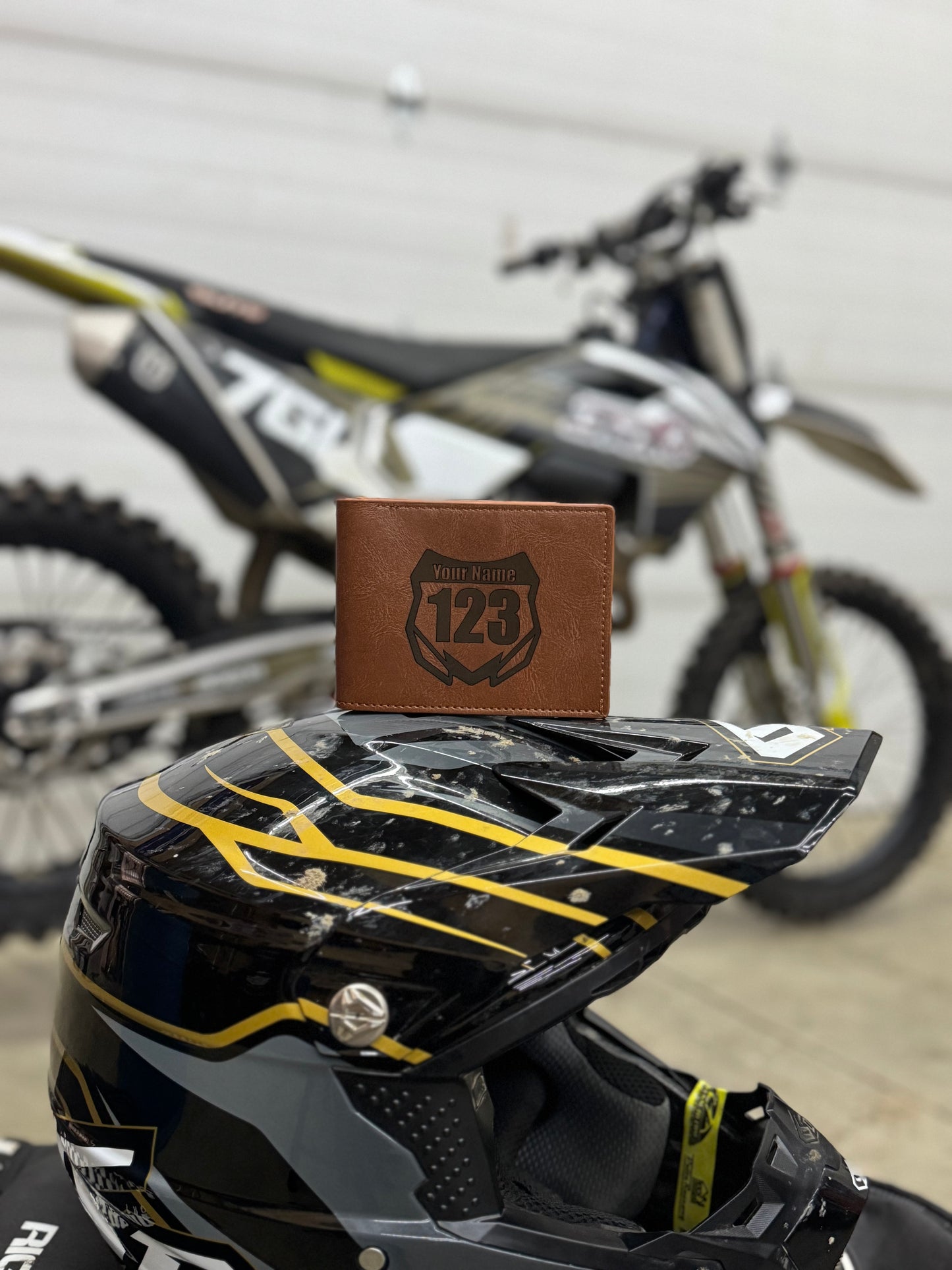 Leather custom moto plate wallet